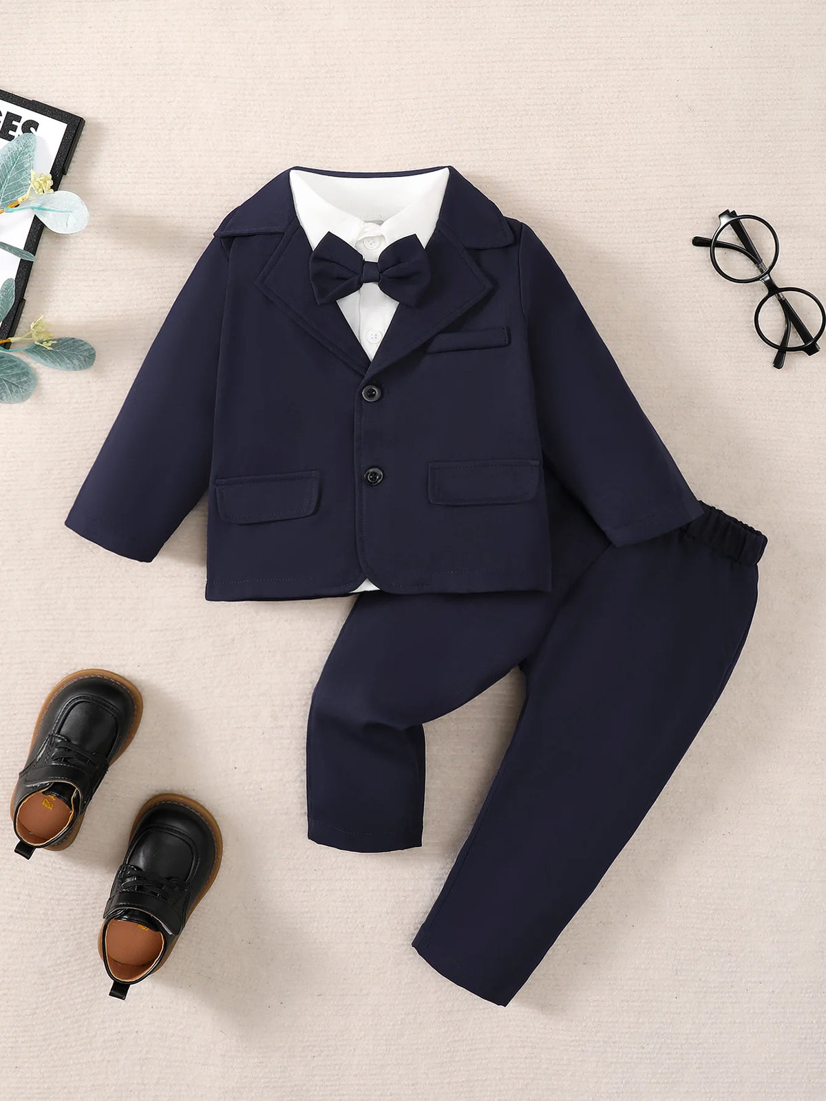 Winter 0-3Years Old Baby Boy Gentleman's Suit With Shirt + Suit Long-sleeved Jacket + Trousers 3-Piece Set