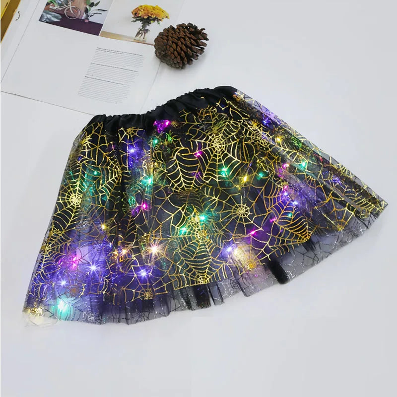 Halloween Costumes for Kids Girls Light Up Witch Hat Tutu Skirt Set 2026 New Year