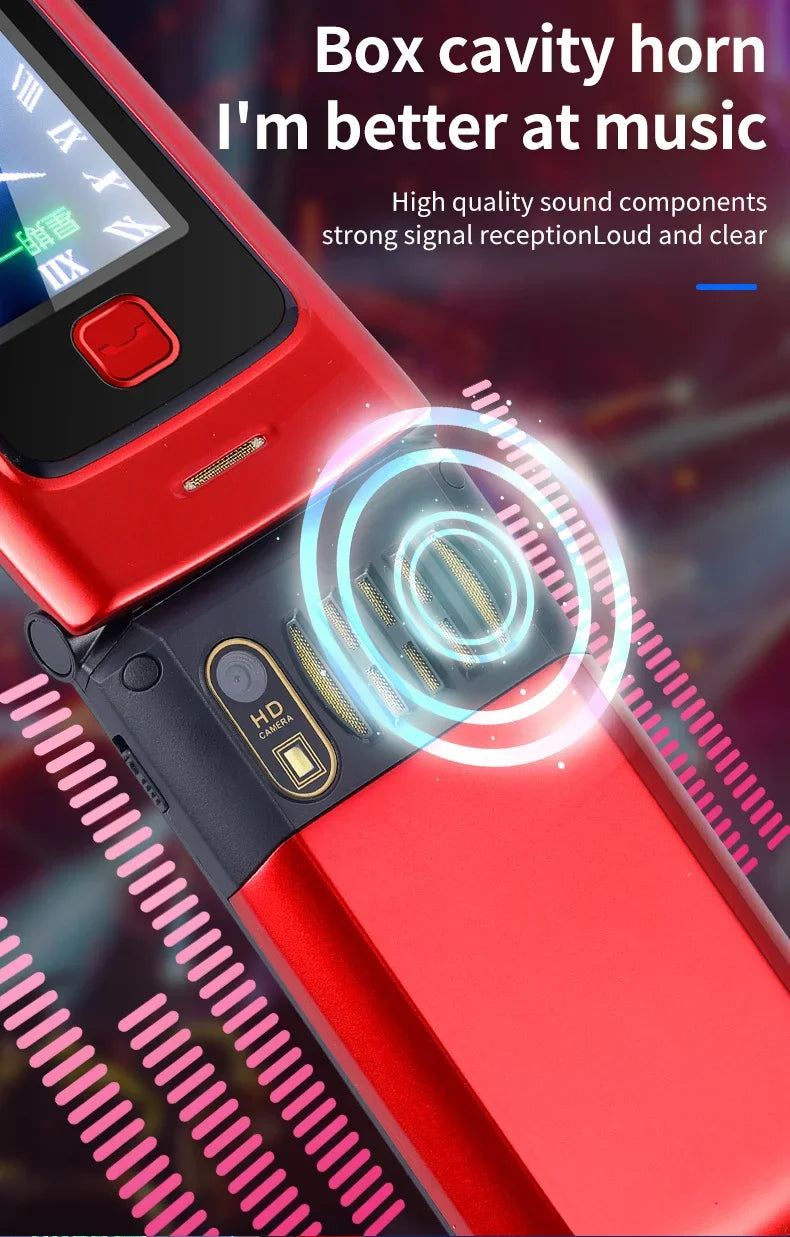 YeeMI K21+ 4G Rugged Feature Phone 2.6Inch Screen Big Button Flip Phone Dual SIM Dual Screen Cellphone 6800mAh Battery Full Band