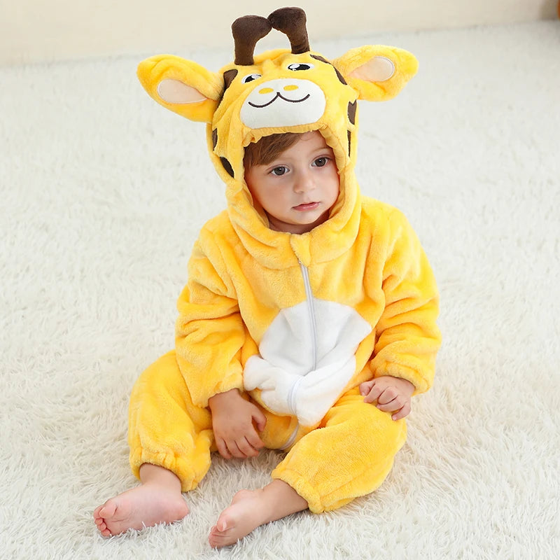 MICHLEY Carnival Dinosaur Baby Winter Costume Rompers Clothes Cute Cartoon Jumpsuit Bodysuit Overall Unicorn For Girls Boys Kid