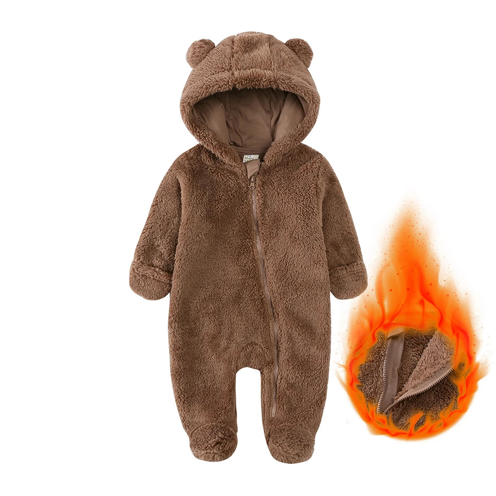New Arrivals Toddler Baby Clothes Romper Boys Girls Pajamas For Kids Fleece Warm Hooded Overalls Infant Jumpsuit Newborn Outfits