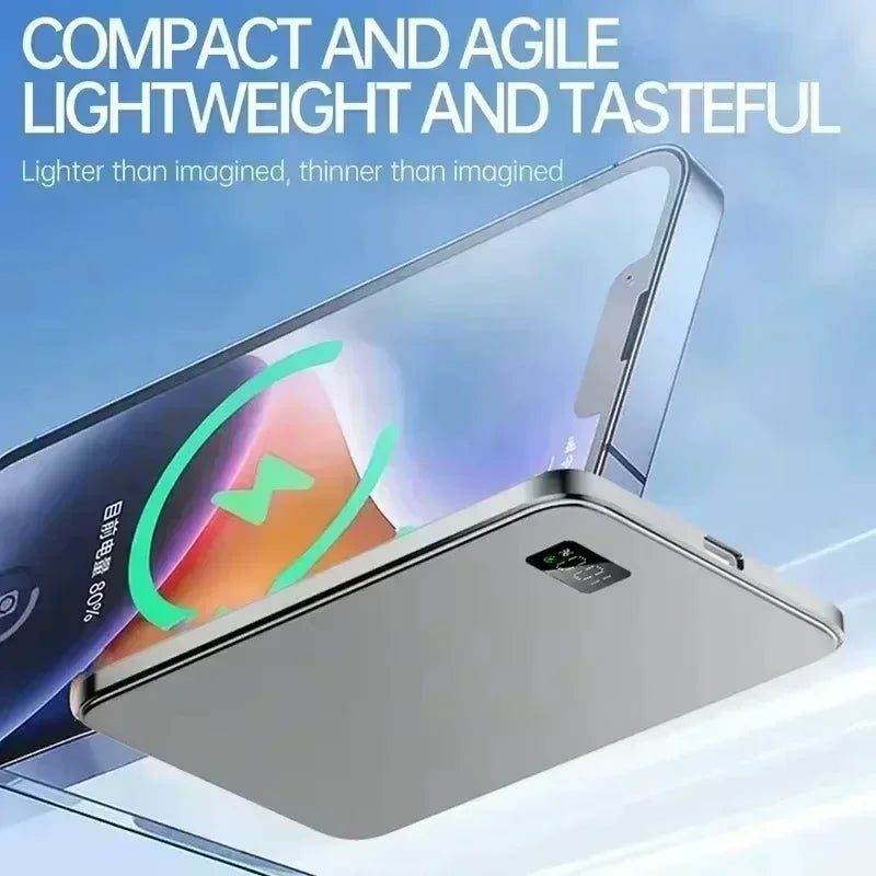 Lenovo 500000mAh CCC Certified Magnetic Ultra Thin Wireless Portable Power Bank Super Fast Charging LED Display Pack For MagSafe