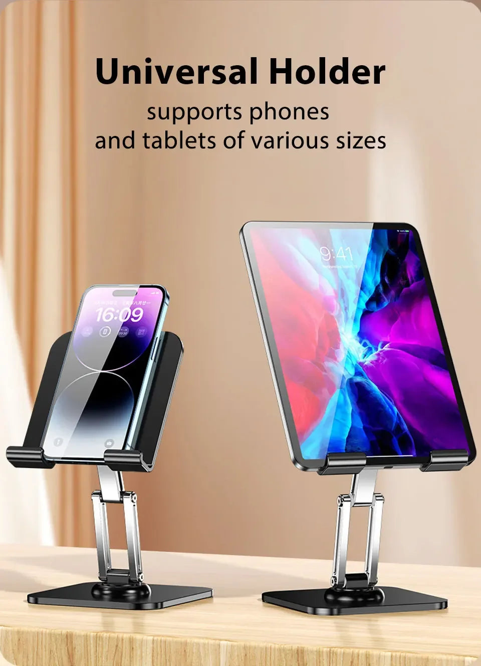 Tablet Holder Carbon Steel Stand with 360° Rotation Adjustable Stand For iPad Pro Air Mini Mobile Phone Desk Bracket 4-15 Inch