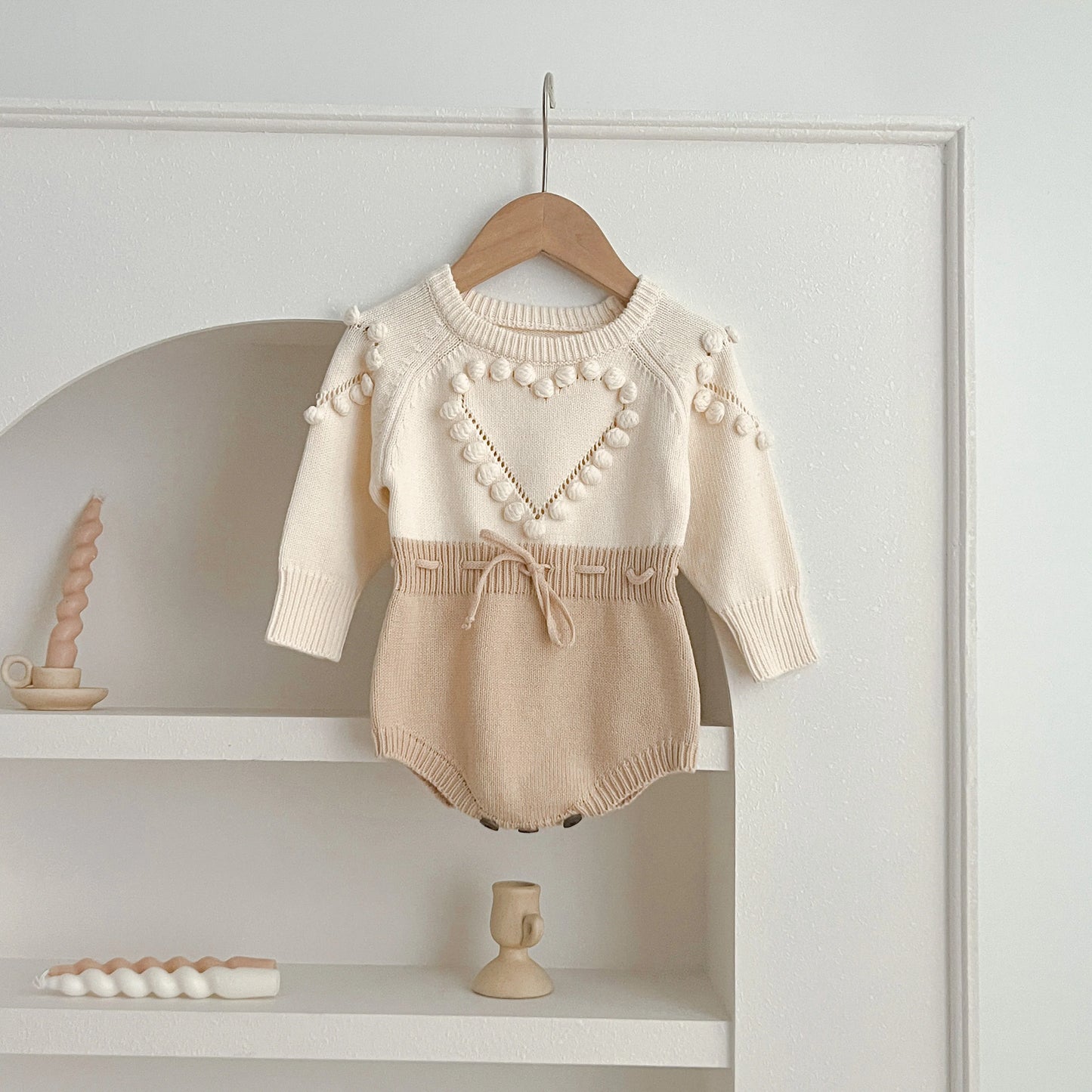 Autumn Lovely Heart Jumpsuit Infant Baby Girl Knitted Clothes Love Romper Bodysuit Outfit Spring Cotton Knitted Sweater Bodysuit