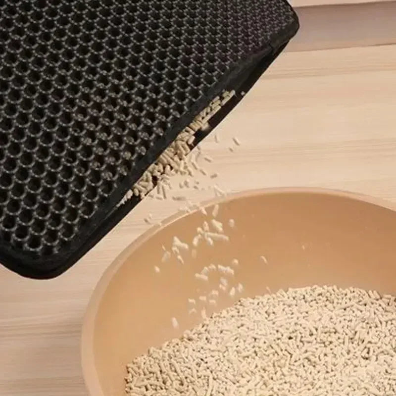 Non-Slip Waterproof Cat Litter Mat-Double Layer Washable Pet Floor Mat, Durable&Easy to Clean, Traps Litter for Cats&Small Pets