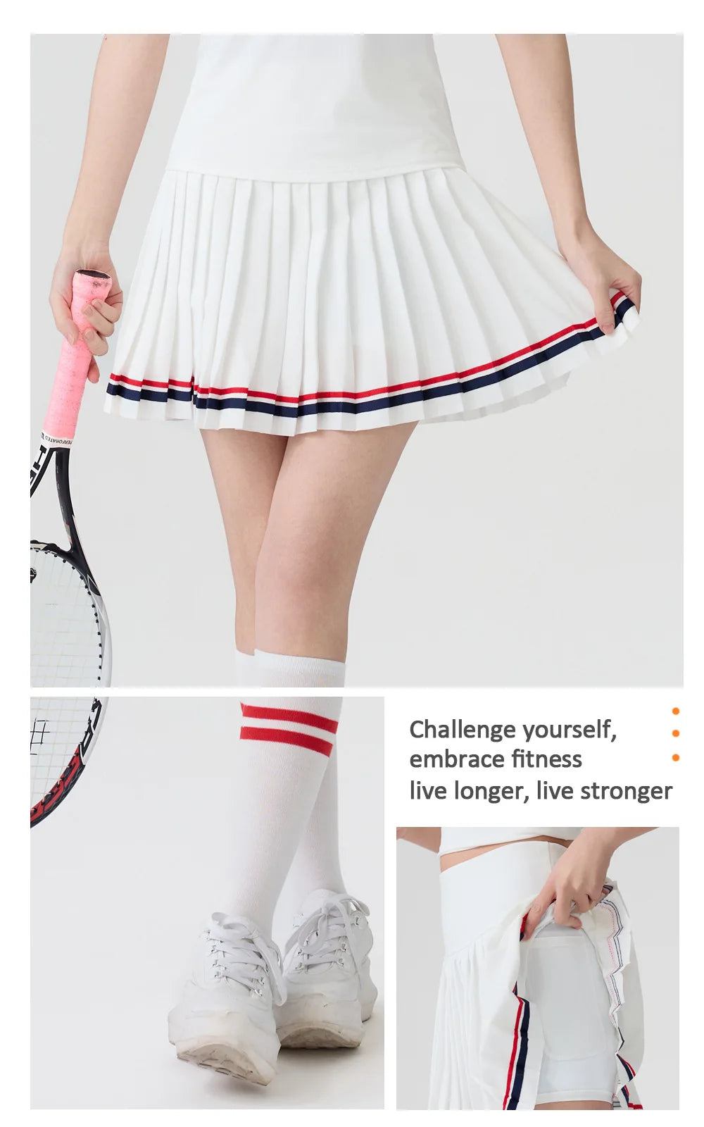 Women's High Waisted Tennis Skirt with Shorts 2-in-1 Quick Dry Yoga Skort Ladies Athletic Gym Running Skirt Summer Activewear