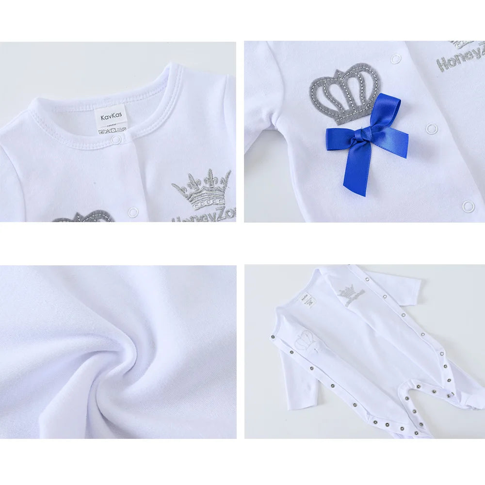 4 Pcs/set Baby Clothing Set Newborn Boys Jumpsuit +Hat+Mittens Baby Girls Pink Romper 100% Cotton Soft Kids Clothes for 0-9 M