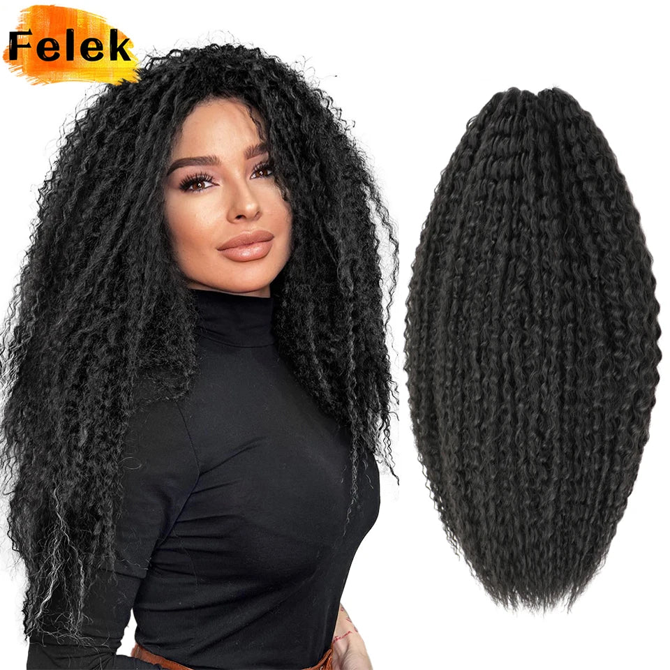 3-7Pcs Synthetic Brazilian Crochet Braids Hair for Women 20-28" Ombre White African Curls Kinky Curly Braiding Hair Extensions