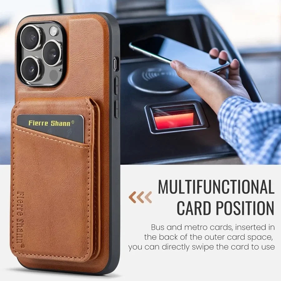 Magnetic Detachable Leather Wallet Phone Stand Case Wireless Charge Cover for iPhone  18 17Air 11 12 13 14 Plus 15 16 17 Pro Max