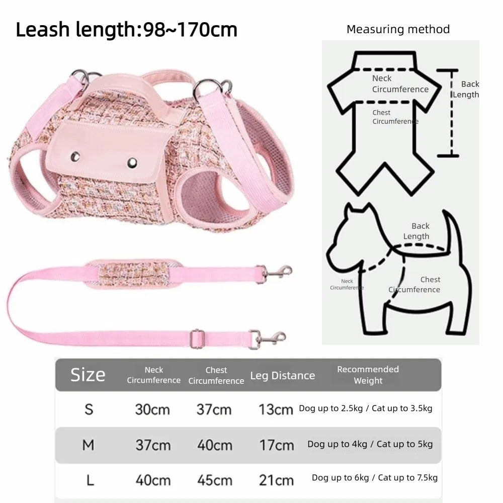 Stylish Dog Horizontal Backpack with Leash Handle Elegant Pet Traction Backpack Breathable Edge-wrapped Cat Carrier Bag