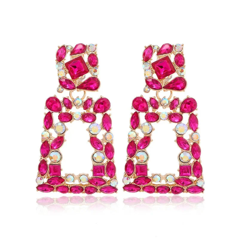 Bohemian Pink Geometric Earrings Women Summer Vacation Fashion Jewelry Classic Pendant