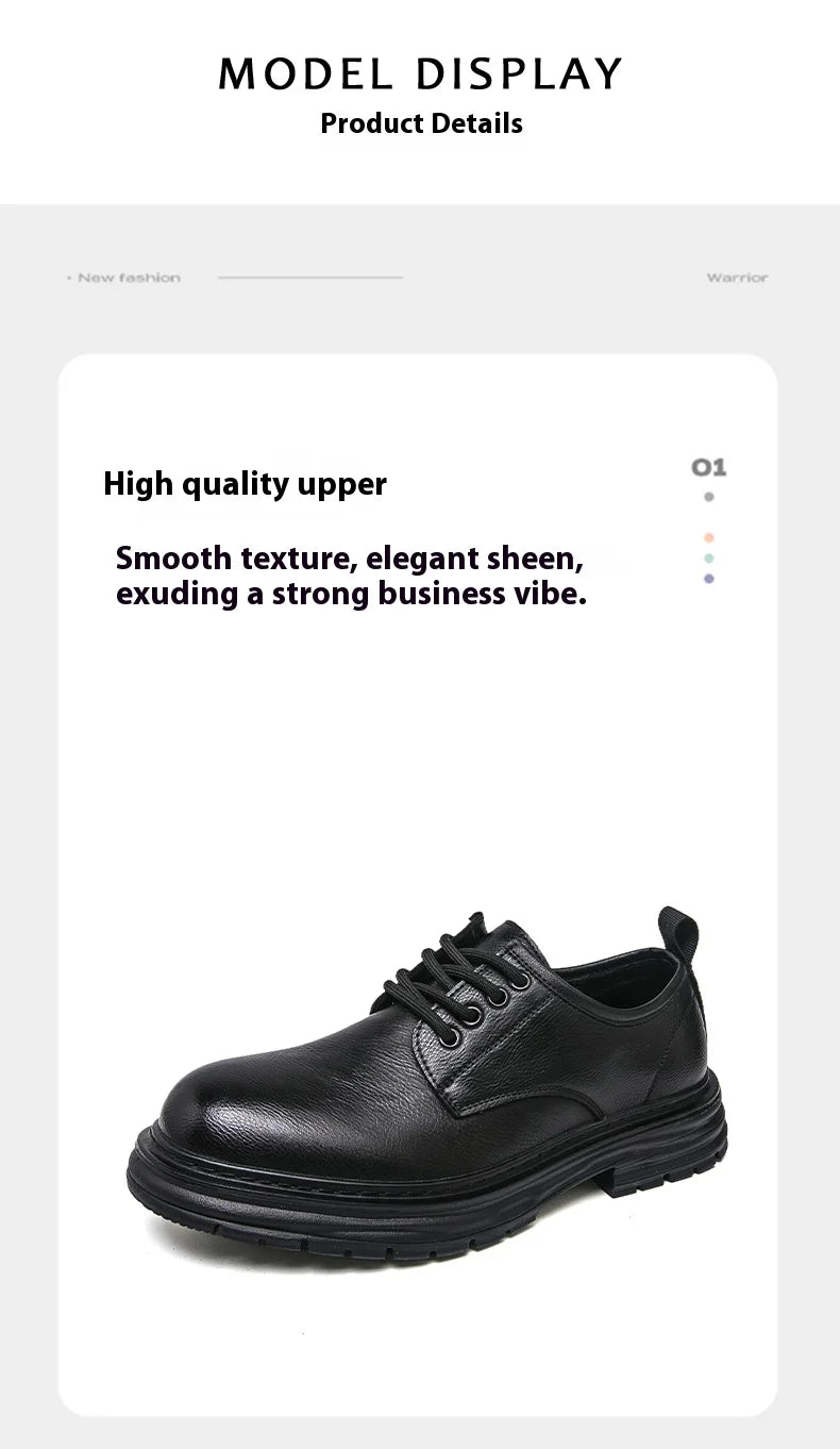 2025 New British-style Black Casual Leather Shoes for Men's Business Formal Wear Large-sized Work Shoes Trendy Size 48