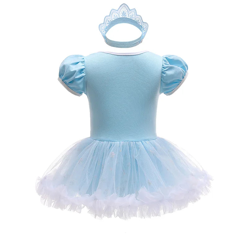 Baby Girls Belle Princess Outfit Anna Elsa Infant Baby Dress Kids Romper Witch Halloween Cosplay Clothes Birthday Costume Dress
