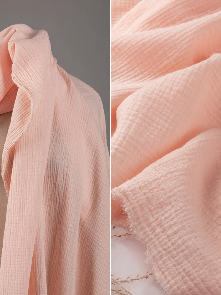 Double Layer Gauze Fabric 100% Cotton Crepe Sewing Fabric Soft For DIY Baby Dress Muslin Throw Blanket Bath Towel Napkin Cloth