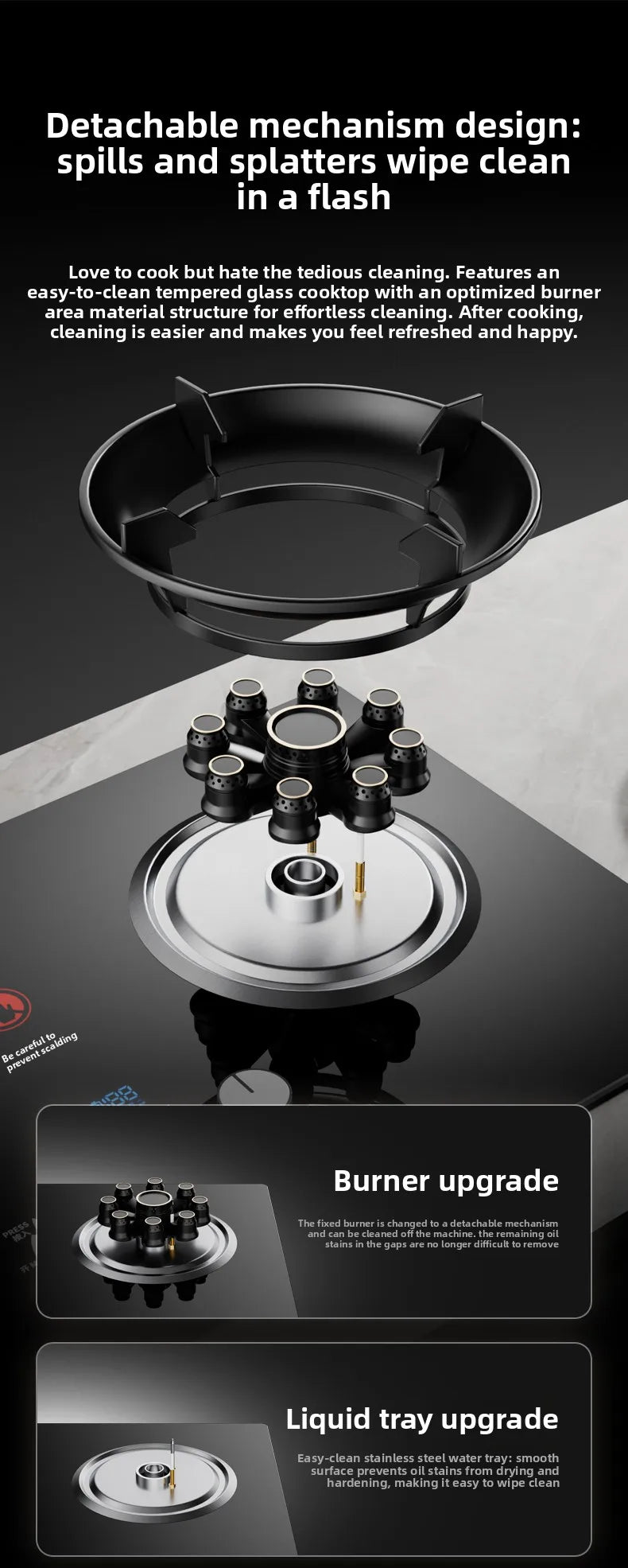 Gas stove, double burner, household LPG tabletop/natural gas stove, high-power built-in gas stove