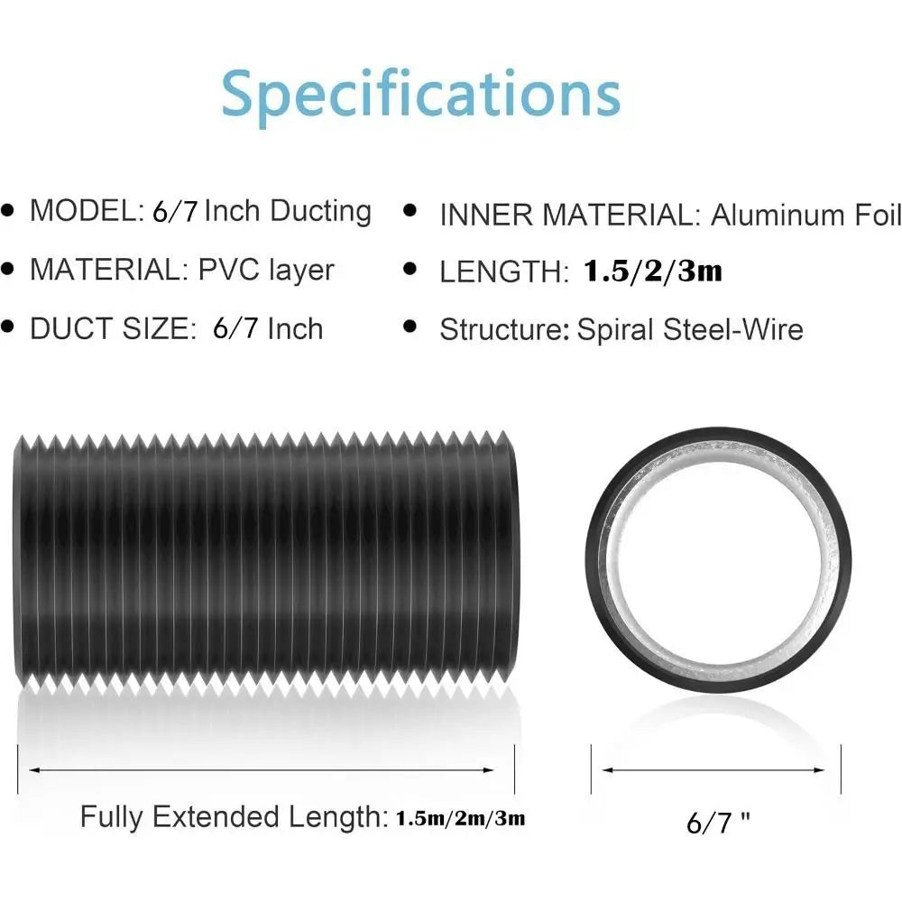 Professional 6/7 inch Dryer Vent Hose Insulated Heavy-Duty Air Ducting Flexible 3 Layer Protection Exhaust Pipe Ventilation