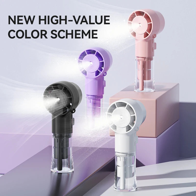 HOMEFISH Handheld Misting Fan Portable Mister Fan  Rechargeable Spray Water Mist Fans Mini Cooling Mister Fans with 4 Speed Wind