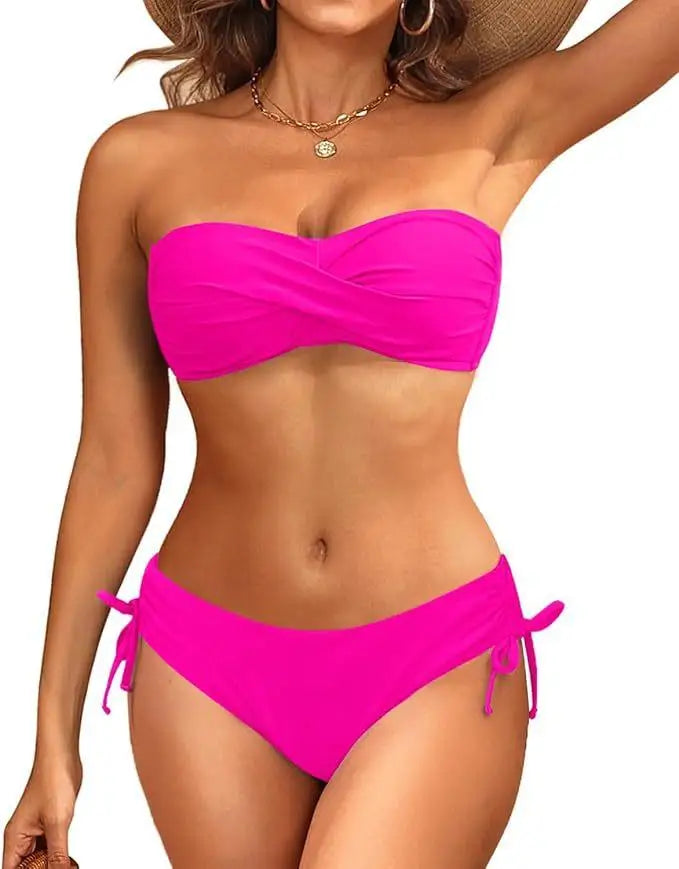 UltraAdjustable Bikini Sculpting High Waist Bikini Removable Padded Supportive Bikini Beach Vacation Tropical Swimwear