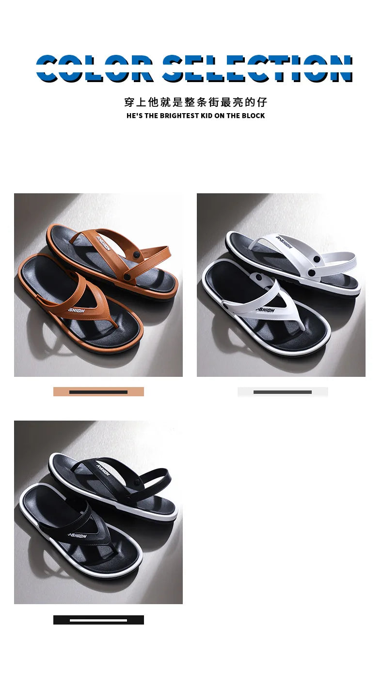 Flip-flops men's fashion trend summer foreign trade cross-border external wear breathable and wear-resistant toes two sandals