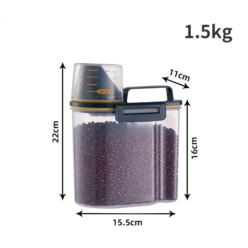 Dog Cat Food Pail Plastic Storage Tank with Measuring Cup Container Moisture-proof Sealed Jar Pet Supplies Accessories