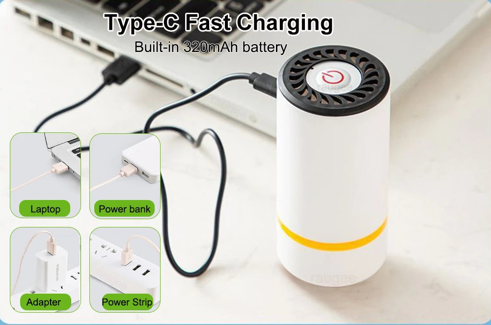 Electric Air Pump Handheld Automatic Air Pump Food Fresh-Keeping Rechargeable Vacuum Sealer with BPA-Free Vacuum Packaging Bag