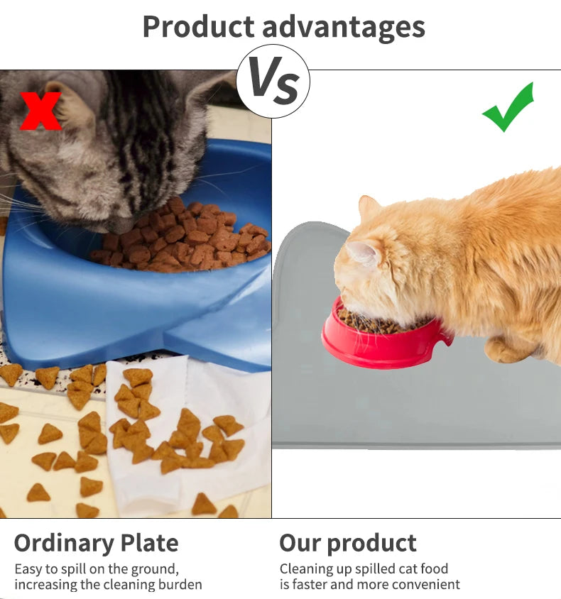 1pc, Pet Placemats, Cat Silicone Placemats for Feeding, Easy to Clean, Anti-Slip, Raised Edges, Suitable for Both Cats and Dogs