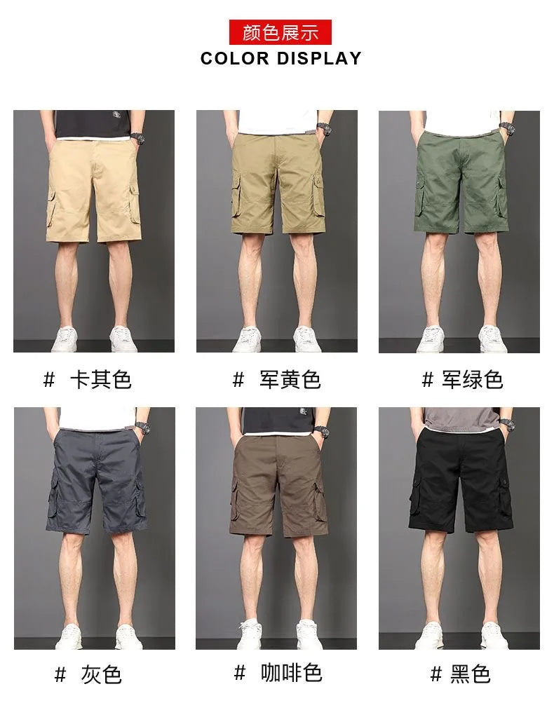 Summer Fashionable Sports Pure Cotton Straight Leg Multi-pocket Cargo Shorts Men's Casual Loose Plus Size High Quality Shorts