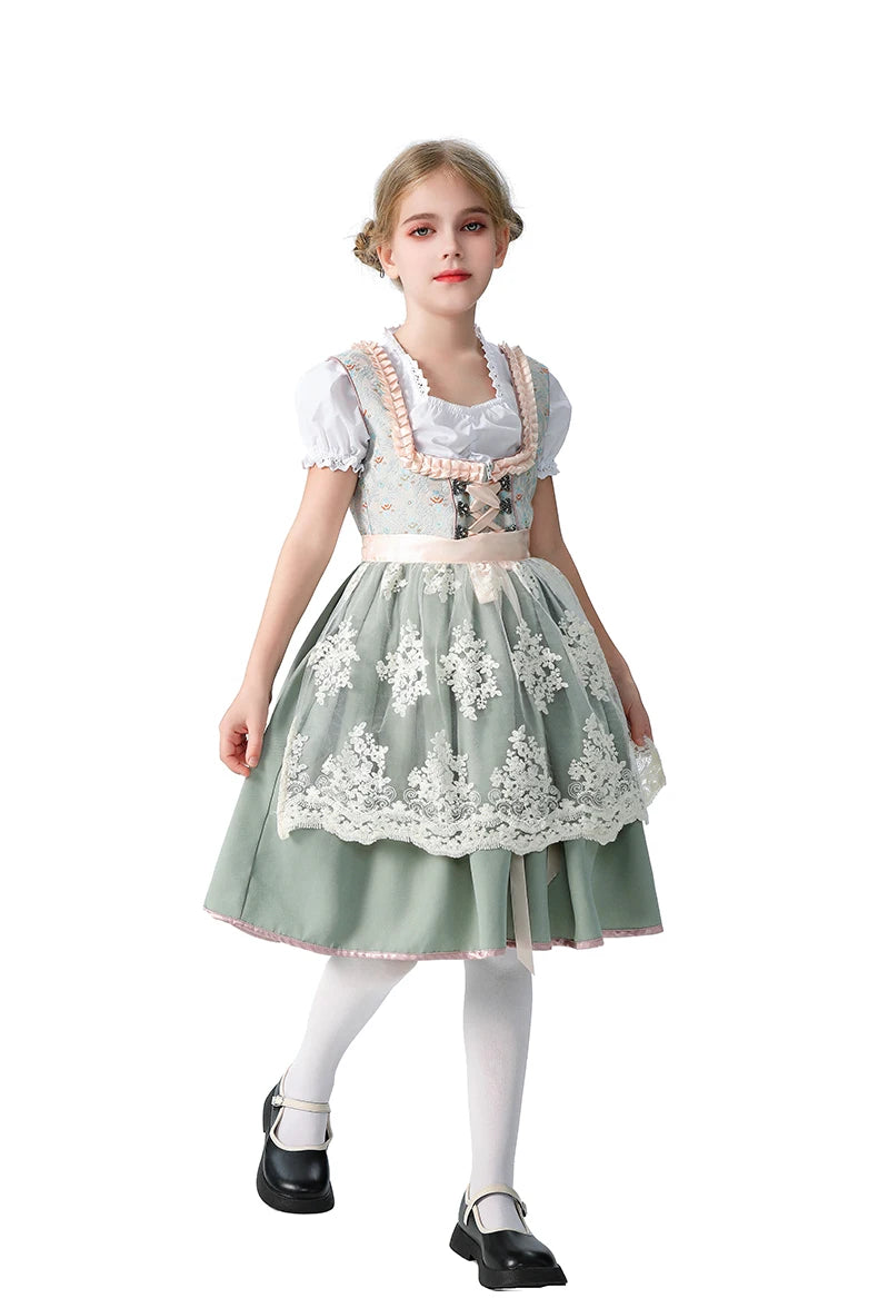 Girls Halloween Costume Bavaria Children's Clothing German Oktoberfest Munich Farm Pastoral Dress Flower Girl Outfit