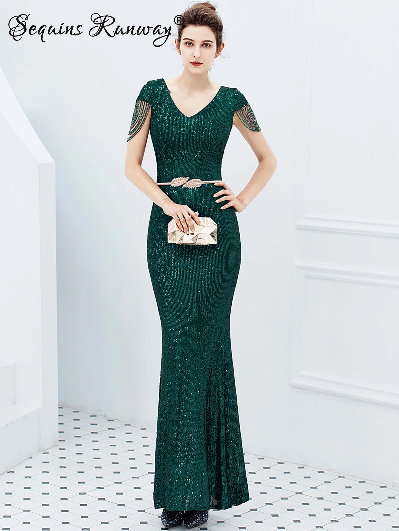 Sexy vintage maxi black sequin summer dress women 2025 elegant luxury birthday party long dresses fishtail evening dress vestido