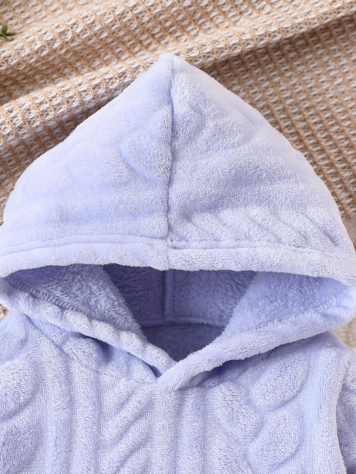 Baby 3M-24M Fleece 2Pcs Outfit Set Hooded Sweatshirt + Pants Solid Cable Texture Warm Autumn Winter Infant Casual Clothes