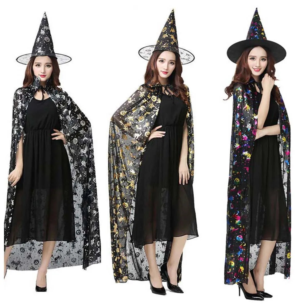 Performance Costumes Halloween Cloak Sets Pumpkin Witch Caps Scary Costumes Cosplay Bat Hat Wizard Robe Party Show
