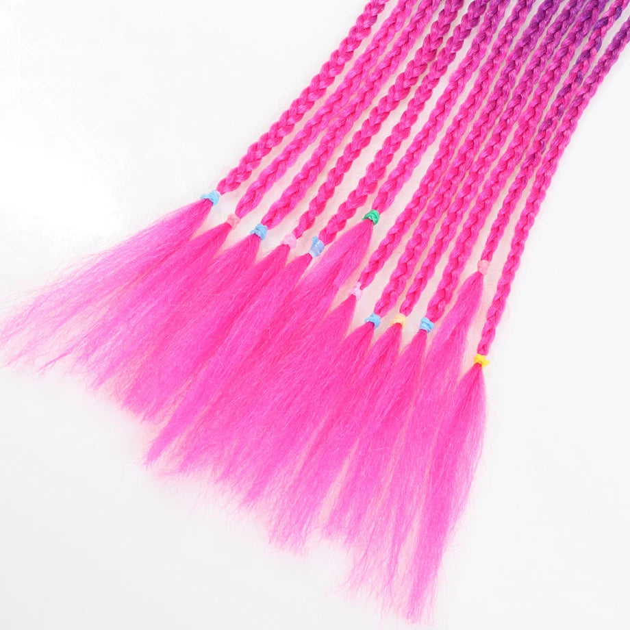 Ponytail Hair Extension 24 Inch Colorful Braided Synthetic with Hair Tie for Women Long Hair Add-Ons