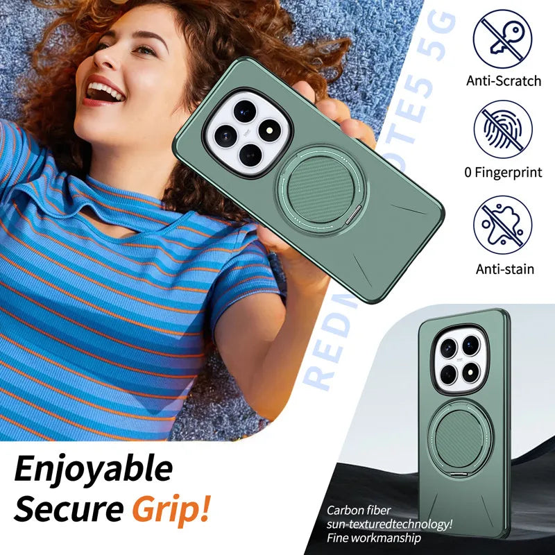 For Xiaomi Redmi Note 15 Pro Plus, 15 Pro 5G Magnetic Case ELVEV Anti-scratch Hard PC Bracket Suction Phone Cover