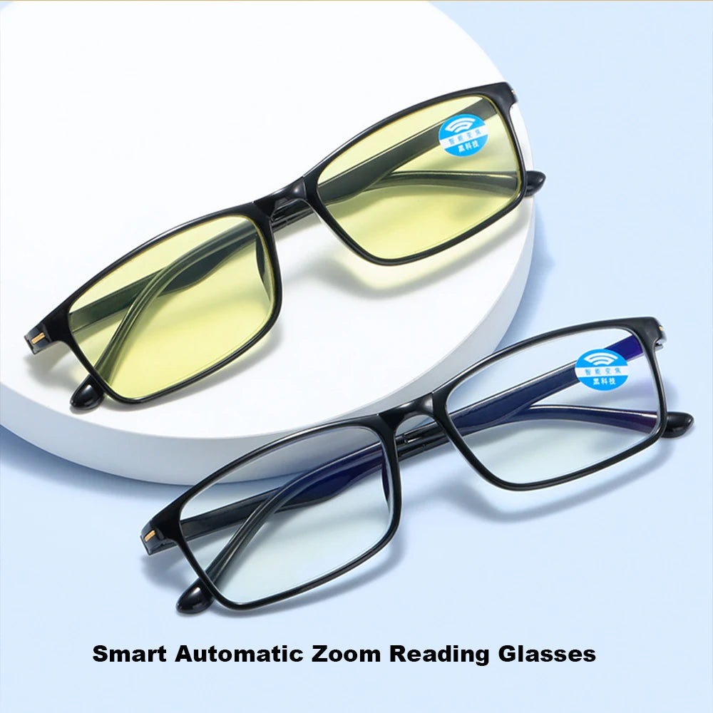 Smart Automatic Zoom Eyeglasses Anti-Blue Light Reading Glasses Men Women Optical Spectacle Intelligent zoom+1.0 to+6.0 Eyeglass