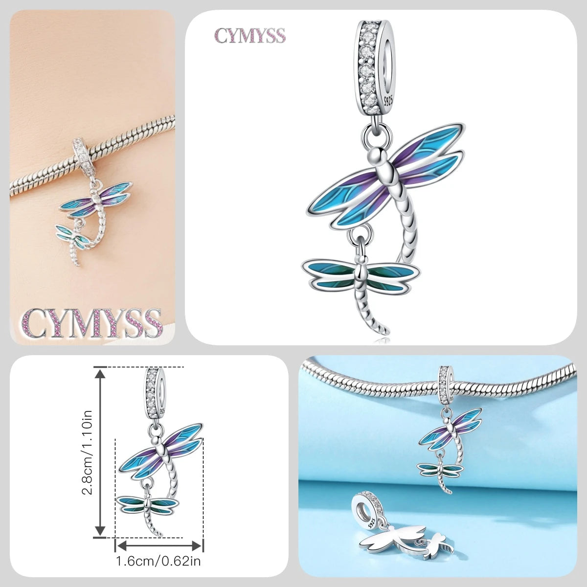 925 Sterling Silver Plated Bee Sunflower Butterfly Charm Pendant Fine Jewelry Women DIY Bracelet Necklace Birthday Party Gift