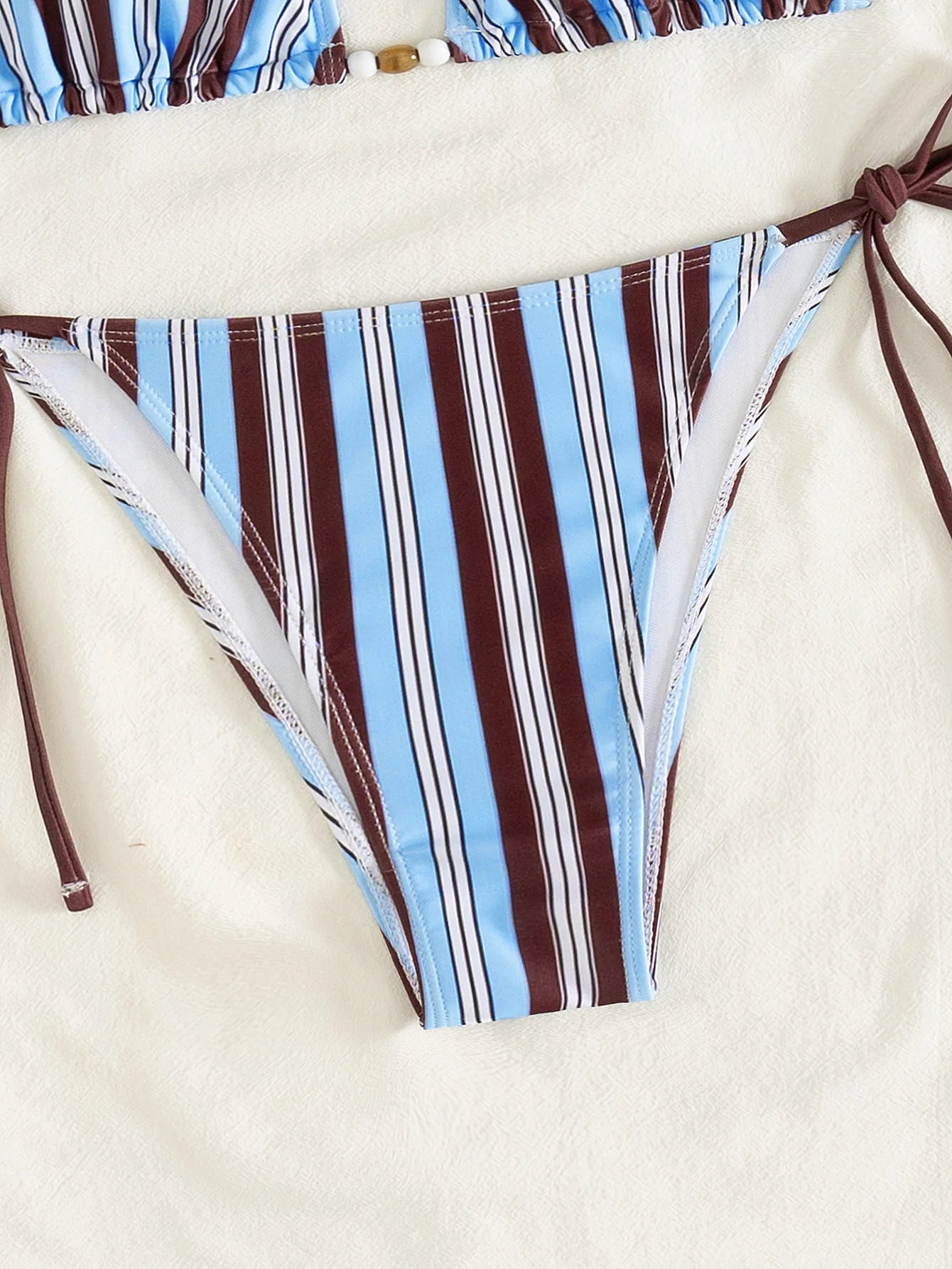 2026 New Texture Fabric Bead Accessories Adjustable Waist Wrinkle Bikini Split Swimsuit for Women Swimwear