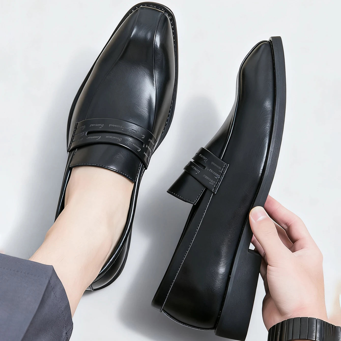 Men's Formal Leather Shoes British Style Oxford Slip On Loafers Breathable Non-Slip Business Dress Wedding Office Daily Commute
