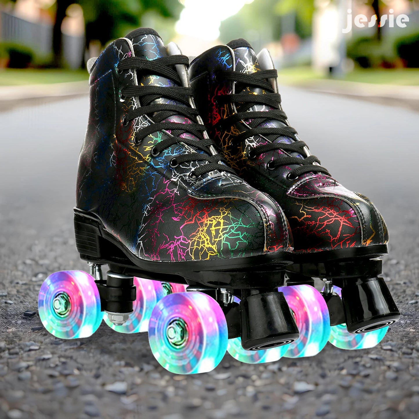 Flashing Quad Roller Skates Adult Flashing 4 Wheels Skates For Women Men Outdoor Sports Ice Skating Rink Quad Sneakers