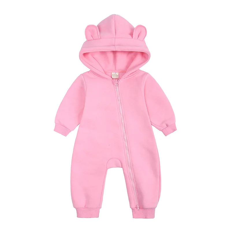 Baby Jumpsuits Rompers Winter Hooded Outfit Hoodies One-pieces Growings Zipper Jumpers Boys Girls Newborn 59-90cm Ropa De Bebe