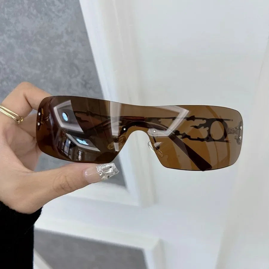Trendy Square Sunglasses Women Men Rimless Sun Glasses Female Male Designer Brand Comfortable Travel Outdoor Oculos De Sol