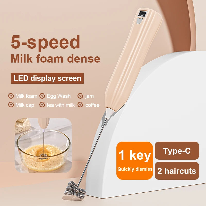 Electric Wireless Egg Beater Mini Coffee Mixer Handheld USB Charging Automatic Whipping Of Egg Whites Cream Home Baking