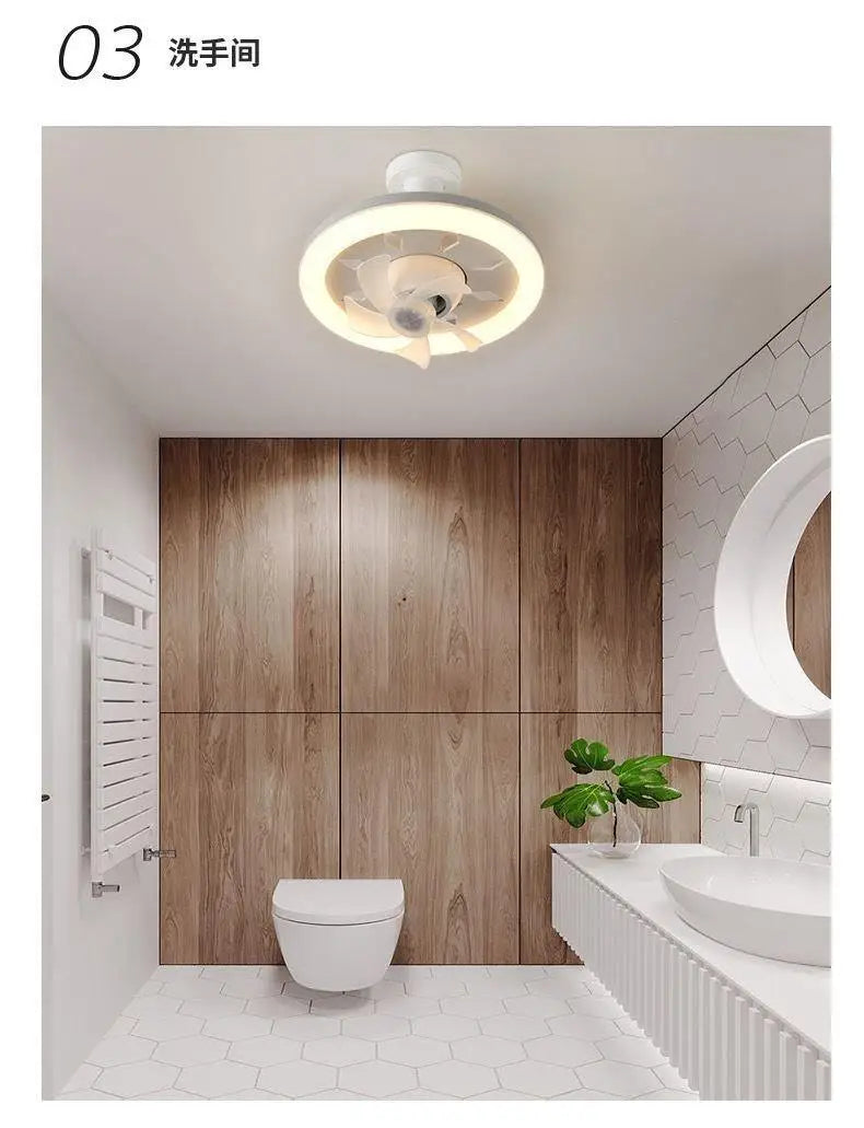 LED Ceiling Fan with E27 Screw and Remote Control, Oscillating Ceiling Fan with Adjustable Speed, Quiet for Bedrooms (124)