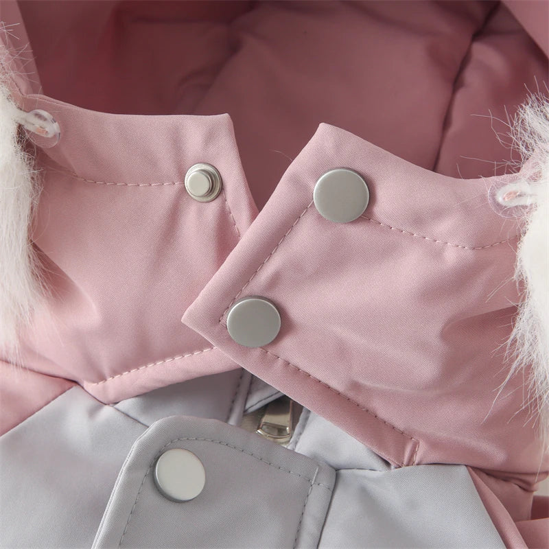 Children Winter Ski Suit Thicken Baby Jumpsuit Warm Boys Snowsuit Waterproof Hooded Fashion Baby Girls Clothes 1-5 Years