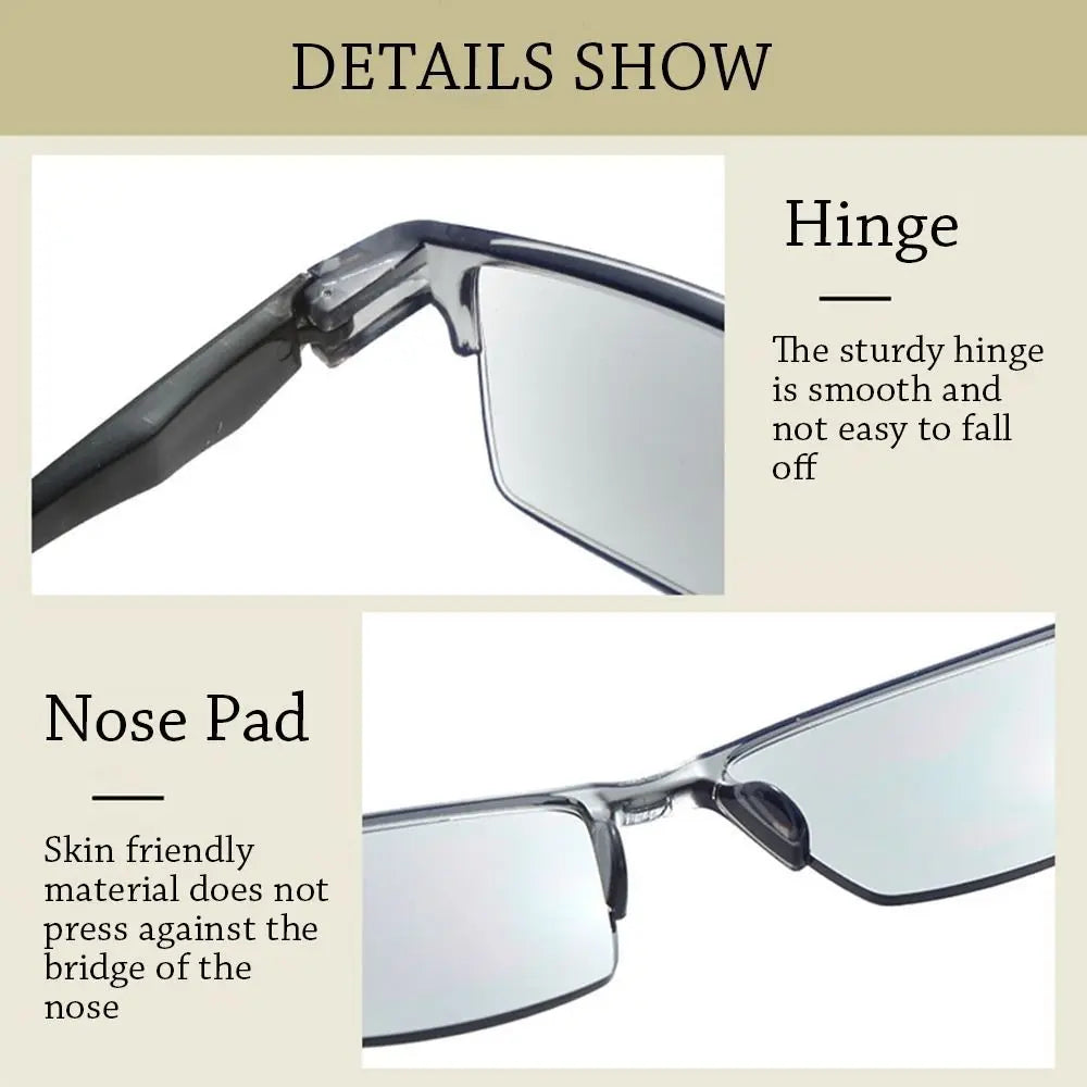 Smart Automatic Zoom Reading Glasses Anti Blue Ray Reading Glasses Autofocus Power Half-Rim Near Far Computer Glasses Elegant