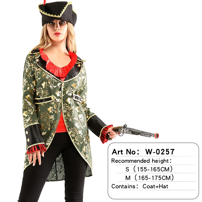 Halloween Theme Women Fancy Dress ，Parent-child Role Playing Cosplay Costumes,Female Pirates Captain of the Caribbean