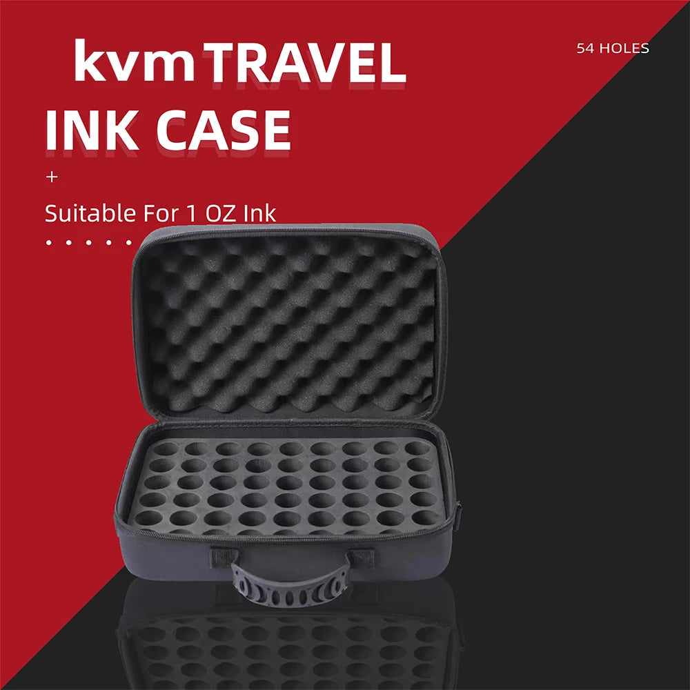 KVM Tattoo Ink Suitcase Tattoo Drawing Inks Travel Case Holds 54pcs 1oz Tattoo Ink PU Memory Foam Storage Case for Storage