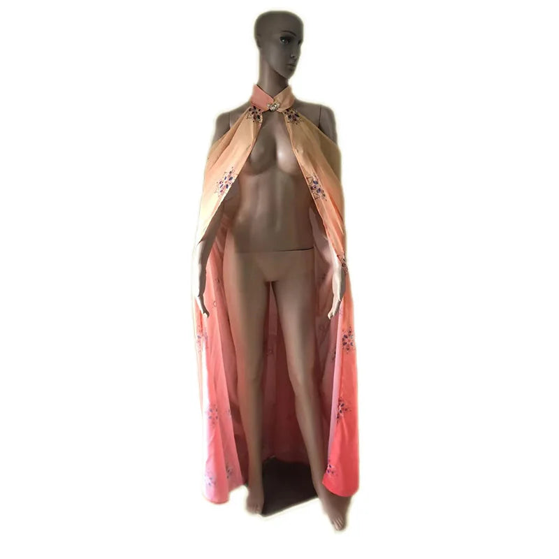 Halloween Costume Women Shawl Cape Cloak Medieval Neck Cape Shawl Cosplay Princess Witch Bride Party Chiffon Light Coat Robe