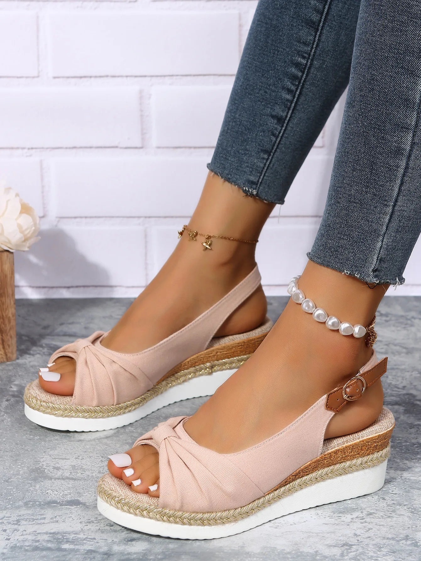 2026 Women Fashion Sandals Open Toe Casual Wedge Platform Shoe Soft Sole Light Work Shoes Large Size Flat Comfortable Beach Shoe