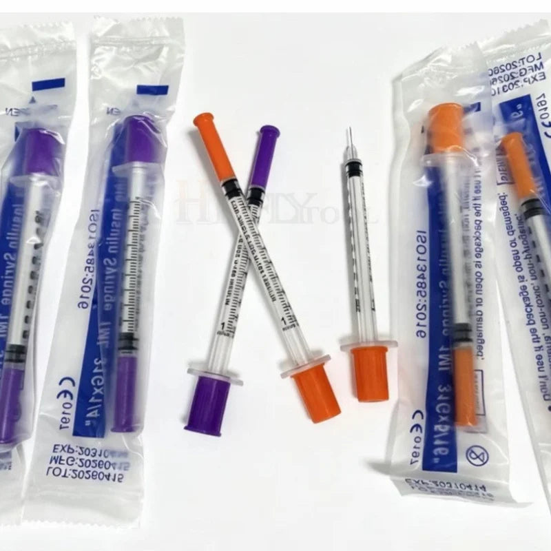 100Pcs 0.3ml/0.5ml/1ml Sterile Individually Syringe 29Gx13mm 31G 8mm 6mm needles for Pet Veterinary Lab Industrial Dispensing