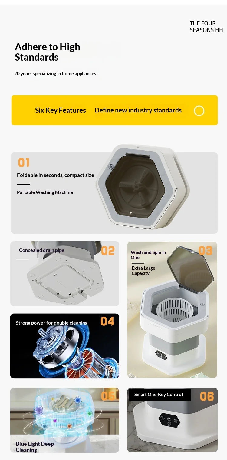 New Mini Folding Washing Machine Household Small-sized Washing Machine Socks Underwear Pants Also Capable Dehydrating White